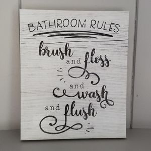 Bathroom Rules Canvas Sign